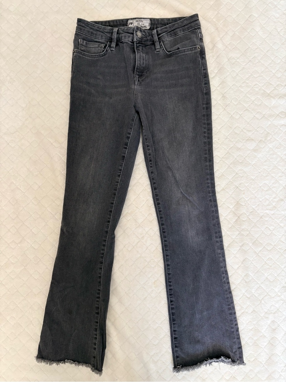 Free People Black Skinny Jeans Size 26 Frayed Raw Hem